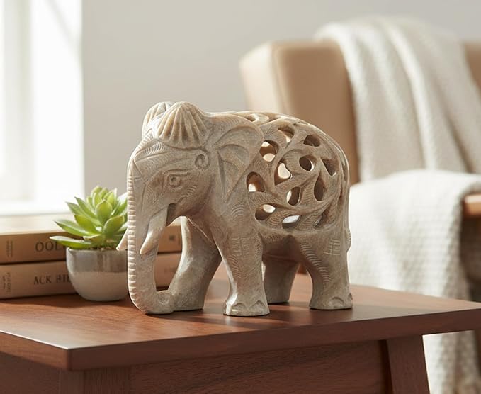 Marble Elephant Decorative Sculpture