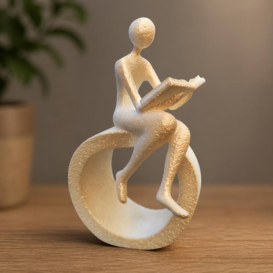 Marble Reading Woman Sculpture