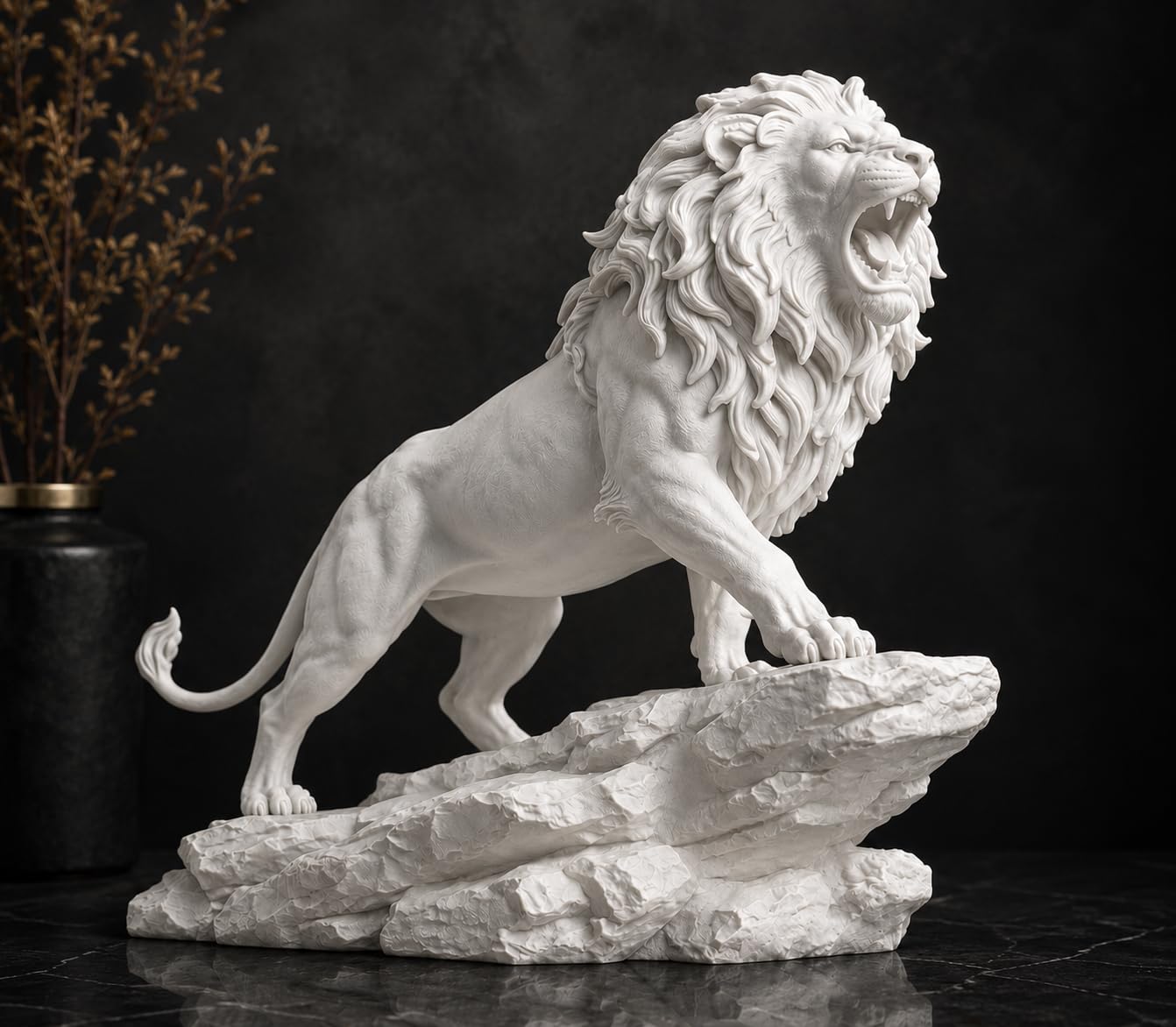 Carved Marble Lion Sculpture