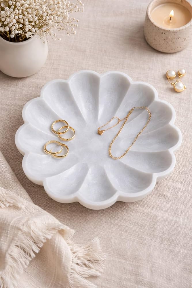 Marble Flower Jewellery Tray